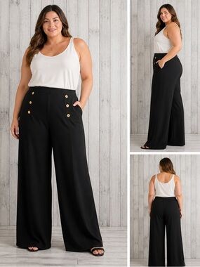 Saint + Sophia Chelsea Wide Leg Navy Jersey Pant 16
